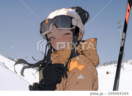 雪の中スキーウェアを着た女の子 AI生成画像 雪の中スキーウェアを着た女の子 AI生成画像 109484104