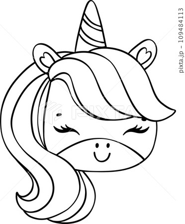 Cute Unicorn outline doodle hand drawing  109484113