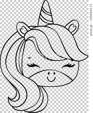 Cute Unicorn outline doodle hand drawing  109484113