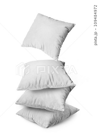 Stack of white pillows isolated on white background 109484972