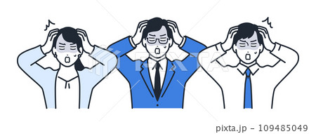 衝撃を受ける3人のビジネスパーソンのシンプルなベクターイラスト素材 衝撃を受ける3人のビジネスパーソンのシンプルなベクターイラスト素材 109485049