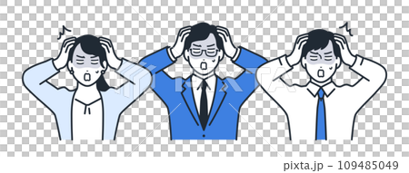 衝撃を受ける3人のビジネスパーソンのシンプルなベクターイラスト素材 衝撃を受ける3人のビジネスパーソンのシンプルなベクターイラスト素材 109485049