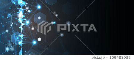 Abstract DNA technology. Science medical concept. Futuristic background. Wireframe molecules structure Abstract DNA technology. Science medical concept. Futuristic background. Wireframe molecules structure 109485083