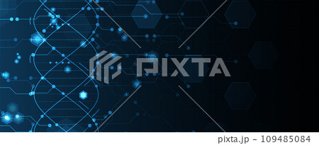 Abstract DNA technology. Science medical concept. Futuristic background. Wireframe molecules structure Abstract DNA technology. Science medical concept. Futuristic background. Wireframe molecules structure 109485084