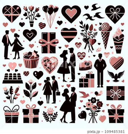 バレンタインデーのチョコレートとハートやプレゼント 109485381