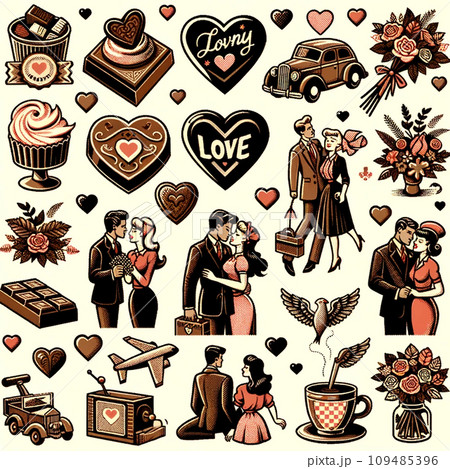 バレンタインデーのチョコレートとハートやプレゼント 109485396