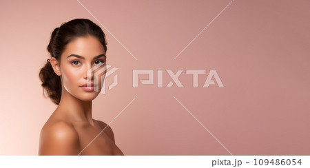 AI-generated content. Skin care concept - beautiful latin female with flawless, perfect skin 109486054
