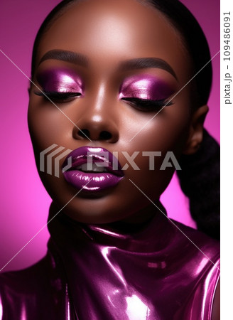 Fashion Portrait closeup of beautiful black woman. Beauty african face. 109486091