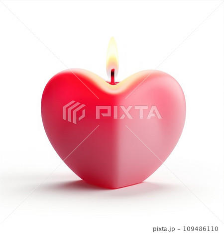 Festive candle with heart isolated on white background. Valentine's Day Festive candle with heart isolated on white background. Valentine's Day 109486110