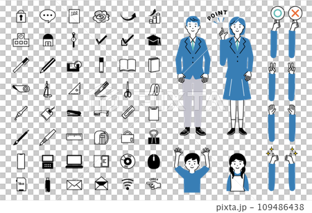 学生と学校・文房具に関するアイコンとイラストセット 109486438