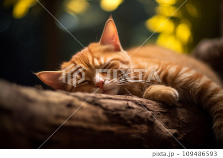 木の上で眠る猫 109486593