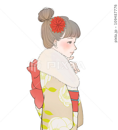 初詣風和装女性 初詣風和装女性 109487776
