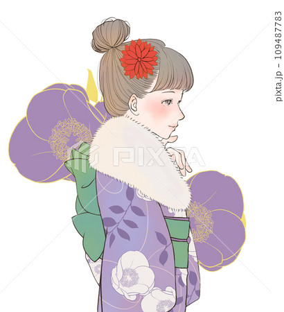 初詣風和装女性 109487783