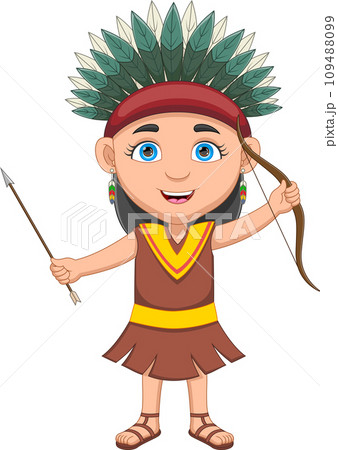 cheerful little girl in Native American Indian cheerful little girl in Native American Indian 109488099