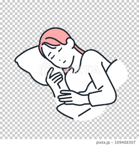 Simple vector illustration material of a sleeping young woman Simple vector illustration material of a sleeping young woman 109488307