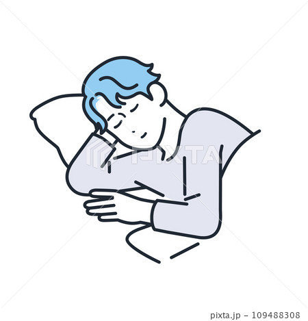 眠る若い男性のシンプルなベクターイラスト素材 109488308