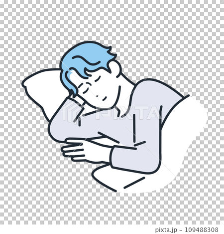 眠る若い男性のシンプルなベクターイラスト素材 109488308