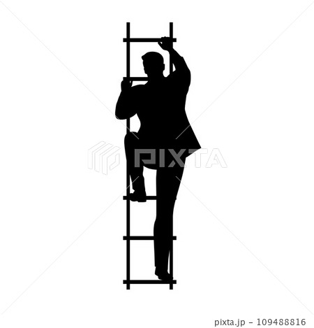 Businessman climbing stairs silhouette, silhouette of businessman climbing upwards	 109488816