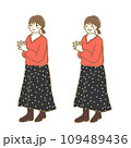 イラスト素材：秋冬ファッション　女性8　全身　表情セット 109489436