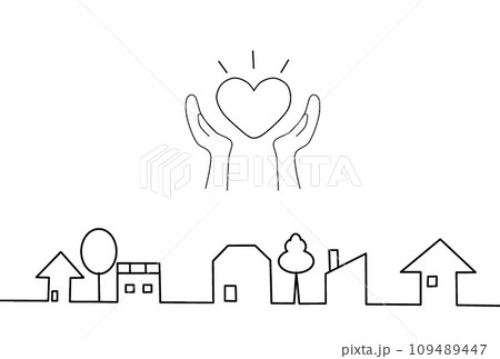 モノクロ助け合いイラスト 109489447