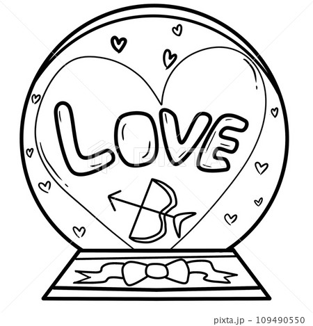 black line art of glass ball on a white background, coloring book art supply for kids black line art of glass ball on a white background, coloring book art supply for kids 109490550