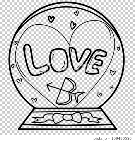 black line art of glass ball on a white background, coloring book art supply for kids black line art of glass ball on a white background, coloring book art supply for kids 109490550