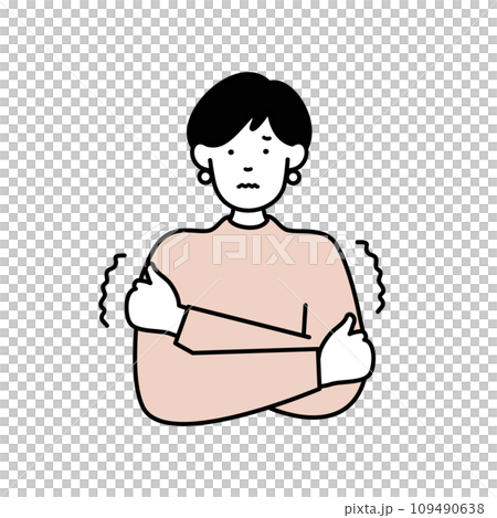 体が冷えて震える女性のイラスト素材　冷え性 109490638