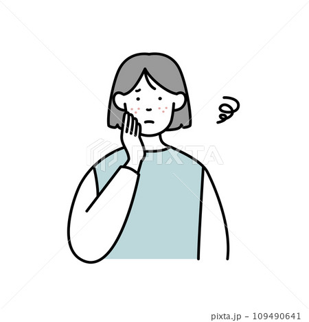 肌荒れに悩む女性のイラスト素材 109490641
