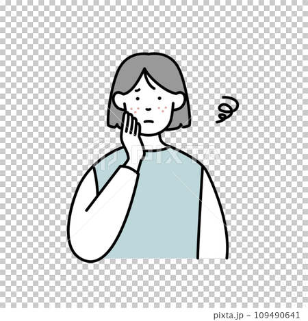 肌荒れに悩む女性のイラスト素材 109490641