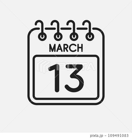 Icon page calendar day - 13 March 109491083