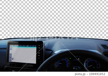 Image of a driver's eye view of a small wagon (forward visibility is transparent) 109491852