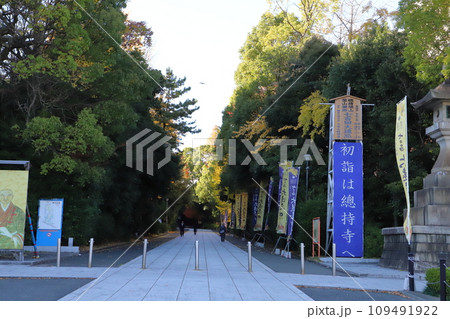 冬の神奈川県鶴見市にある総持寺の参道の様子 109491922