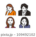 ストレスに悩む男女のアイコンイラスト 109492102