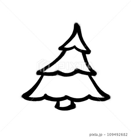 Sprayed christmas tree with overspray in black over white. Vector illustration. 109492682