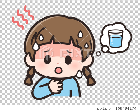 喉が渇いた女の子のイラスト 喉が渇いた女の子のイラスト 109494174