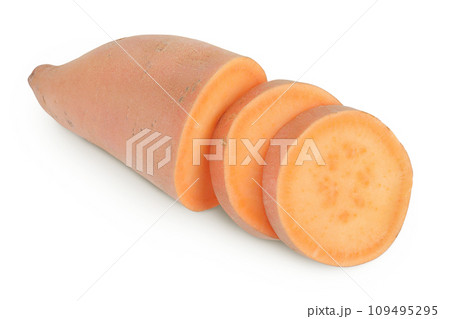 Sweet potato isolated on white background. Top view. Flat lay Sweet potato isolated on white background. Top view. Flat lay 109495295