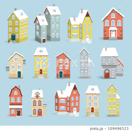 A set of several old houses A set of several old houses 109496523