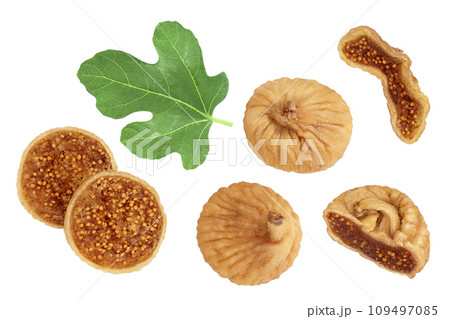 dried fig isolated on white background with  full depth of field. Top view. Flat lay 109497085