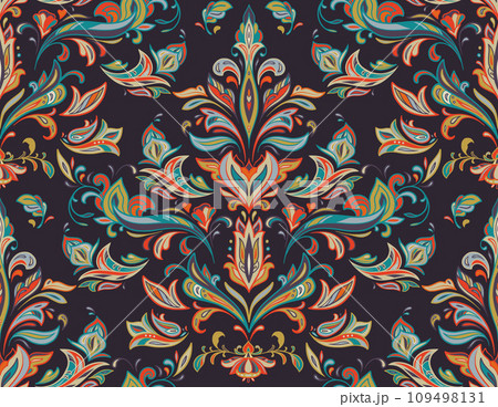Vector colorful seamless pattern with oriental ornament. Beautiful endless background 109498131