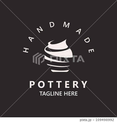 Pottery logo design handmade, creative traditional mug craft concept inspiration nature workshop template 109498992
