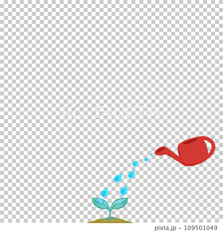 双葉に水やり クレヨンタッチイラスト【1:1】 109501049