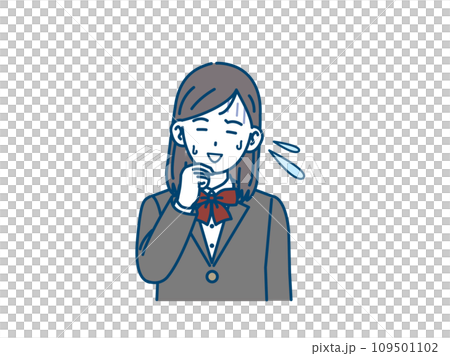 一個國中和高中的女孩看起來慌亂、不安和困擾。 一個國中和高中的女孩看起來慌亂、不安和困擾。 109501102