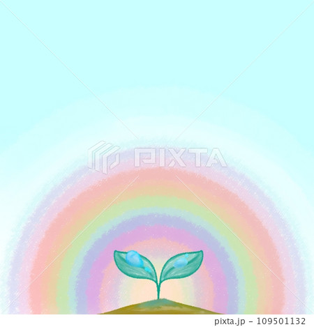 雨上がりの双葉 クレヨンタッチイラスト【1:1】 109501132