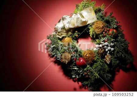 手作りクリスマスリース 手作りクリスマスリース 109503252