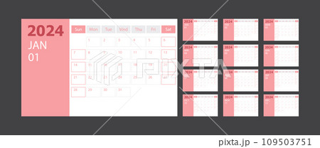 Calendar 2024 week start Sunday corporate design planner template with purple theme [Converted] 109503751