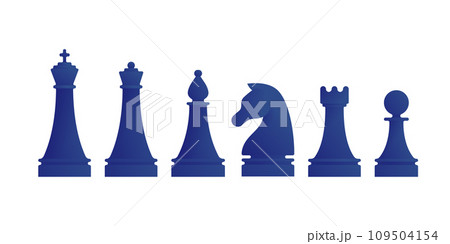 Blue chess pieces icons set 109504154