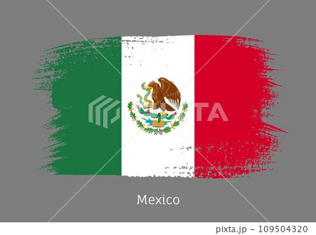 Mexico official flag in shape of brush stroke Mexico official flag in shape of brush stroke 109504320