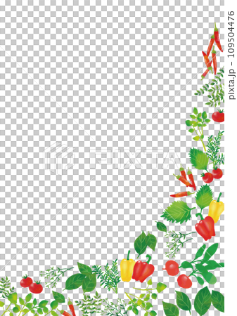 Watercolor style vegetable and herb frame 109504476