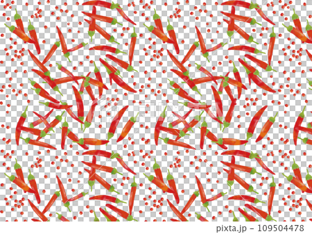 水彩風 唐辛子とピンクペッパーパターン 水彩風 唐辛子とピンクペッパーパターン 109504478
