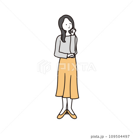 ビジネスカジュアルの服を着た女性の全身のイラスト素材 109504497